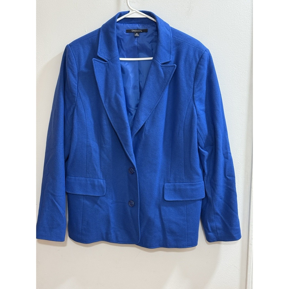 CHADWICKS Blue‎ Wool Blend Blazer Jacket Womens Size 18 Classic Business Casual